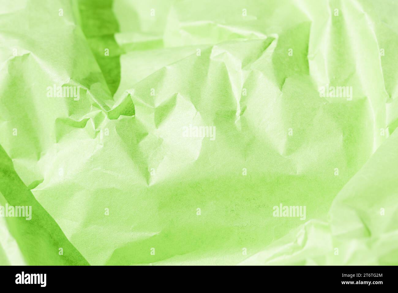 Textur von grünem zerknittertem Papier Stockfoto