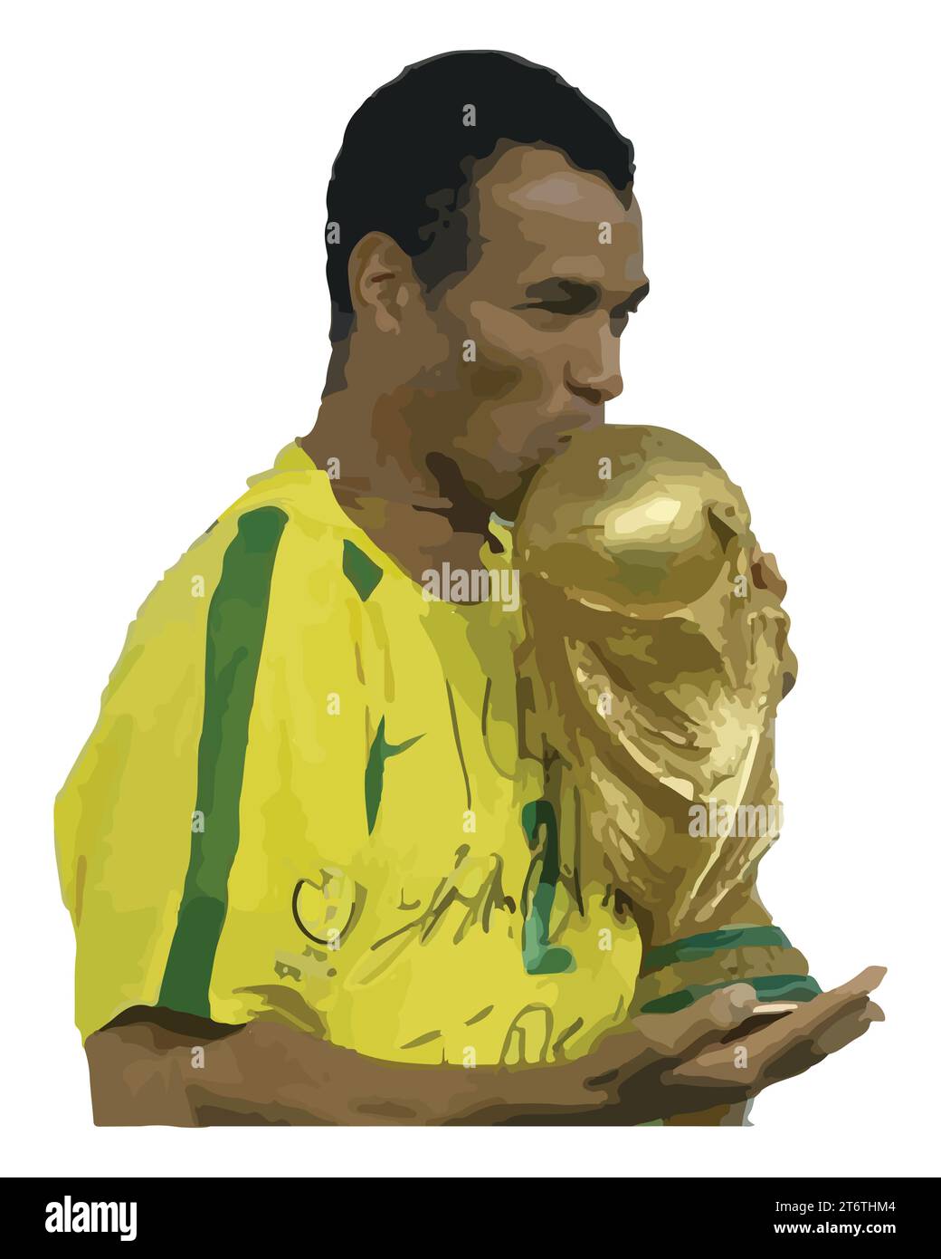 Cafu Fußball Trophäe mit WM-Finale Moment Brasilien Fußballspieler Vektor-Illustration Bild Stock Vektor
