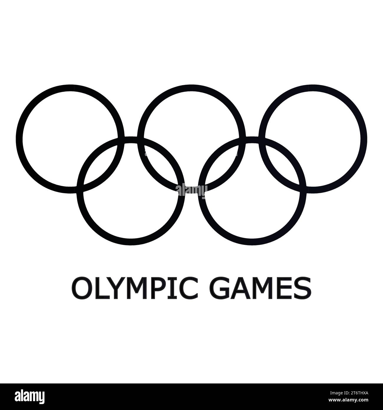 Olympische Spiele mit schwarzen Olympischen Ringen und weißem Hintergrund, Vektor-Illustration abstraktes bearbeitbares Bild Stock Vektor