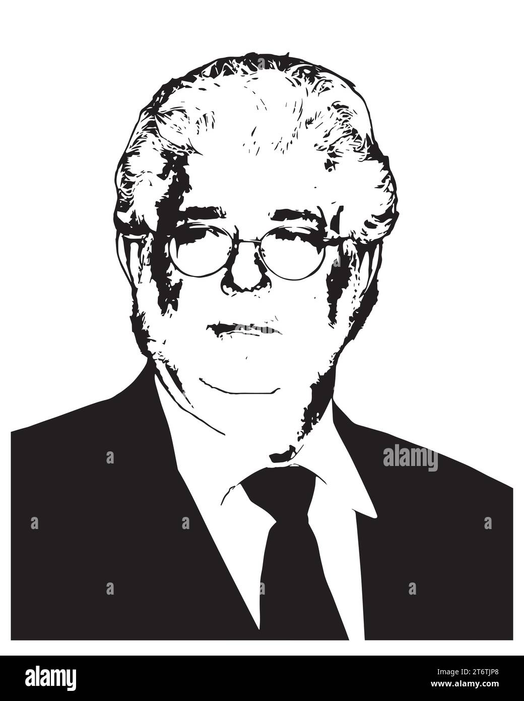 George Lucas Filmemacher, Vektor-Illustration abstraktes Schwarzweiß bearbeitbares Bild Stock Vektor