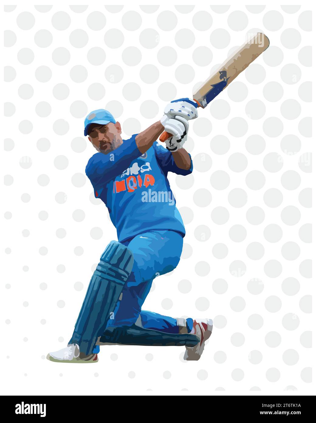 Frau Dhoni ein indischer Cricketspieler Dot Hintergrund, Vektor-Illustration abstraktes editierbares Bild Stock Vektor