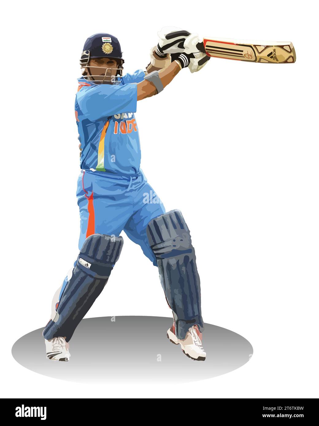 Sachin Tendulkar ein indischer internationaler Cricketspieler, Vektor-Illustration abstraktes editierbares Hintergrundbild Stock Vektor