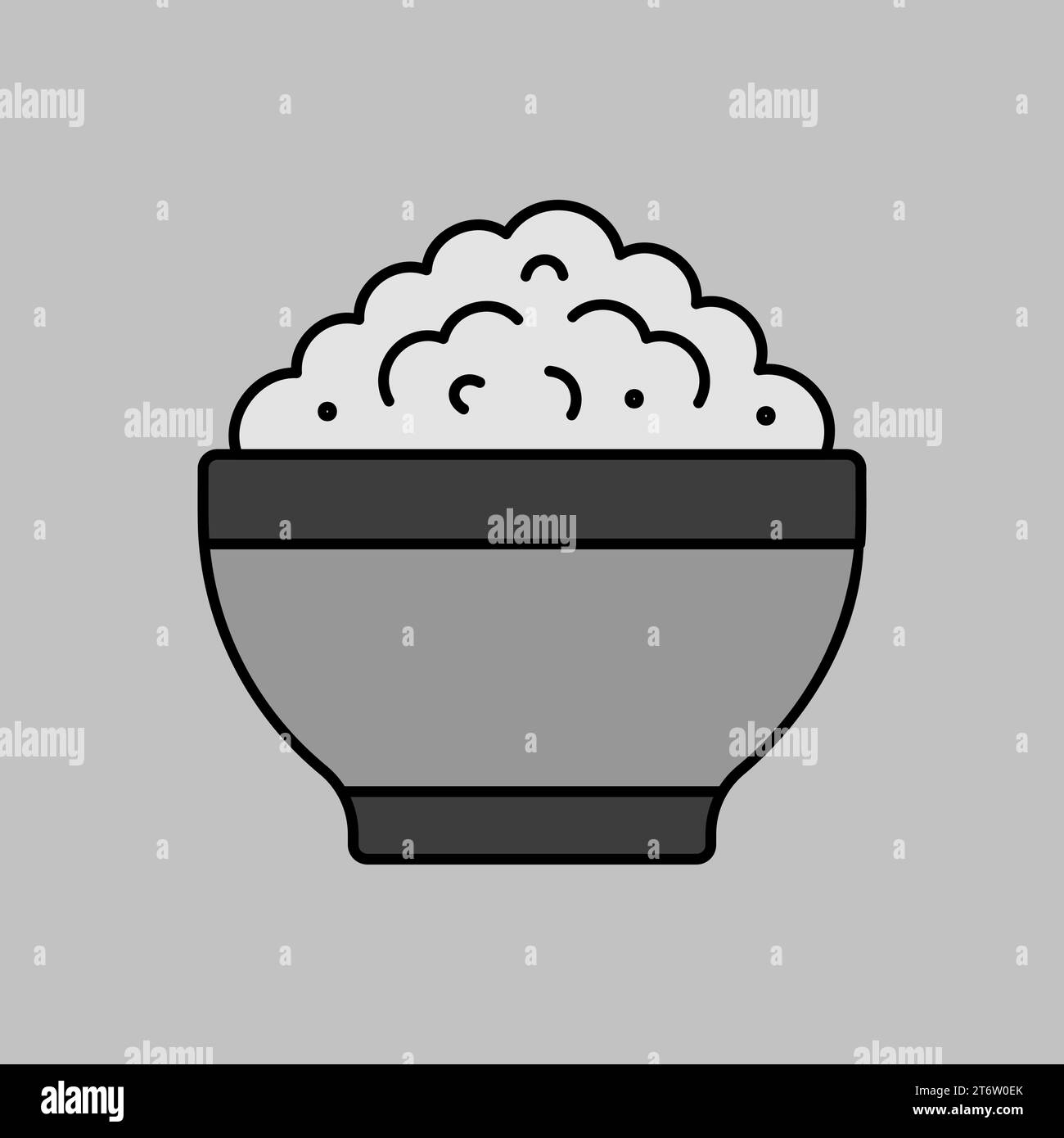 Hüttenkäse in Schüssel Vektor Graustufen Symbol. Schild für ...