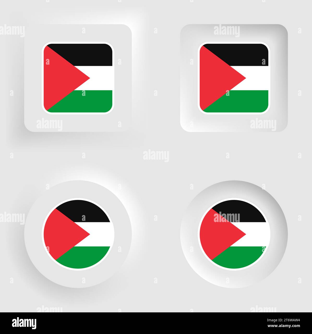 Patriotischer Knopf mit palästinensischen Flaggenfarben. Perfektes Element für jeden Einsatz. Stock Vektor
