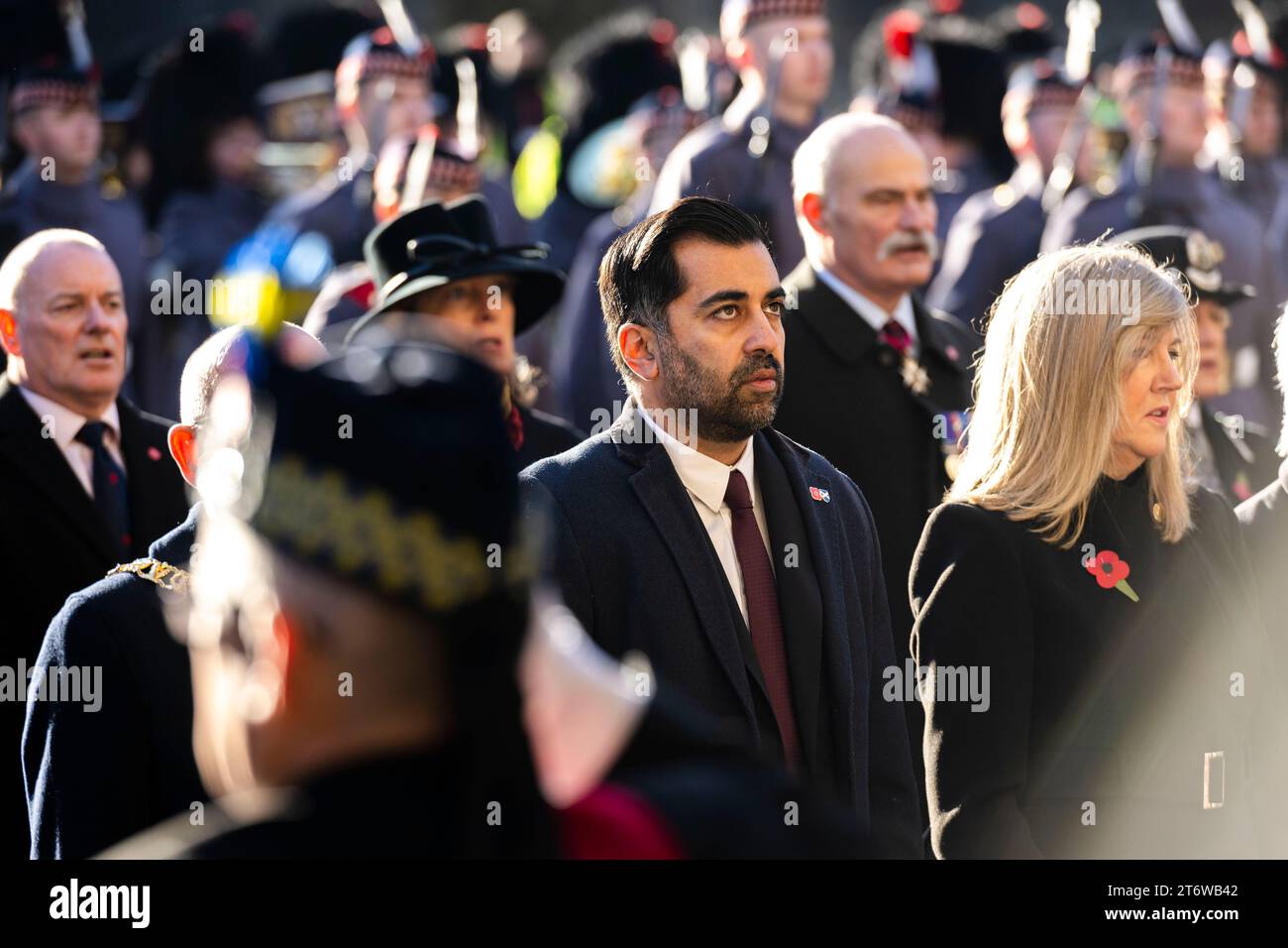 Der erste Minister Humza Yousaf nimmt an der Gedenkfeier am Sonntag in Edinburgh City Chambers auf der Royal Mile Teil. Quelle: Euan Cherry Stockfoto