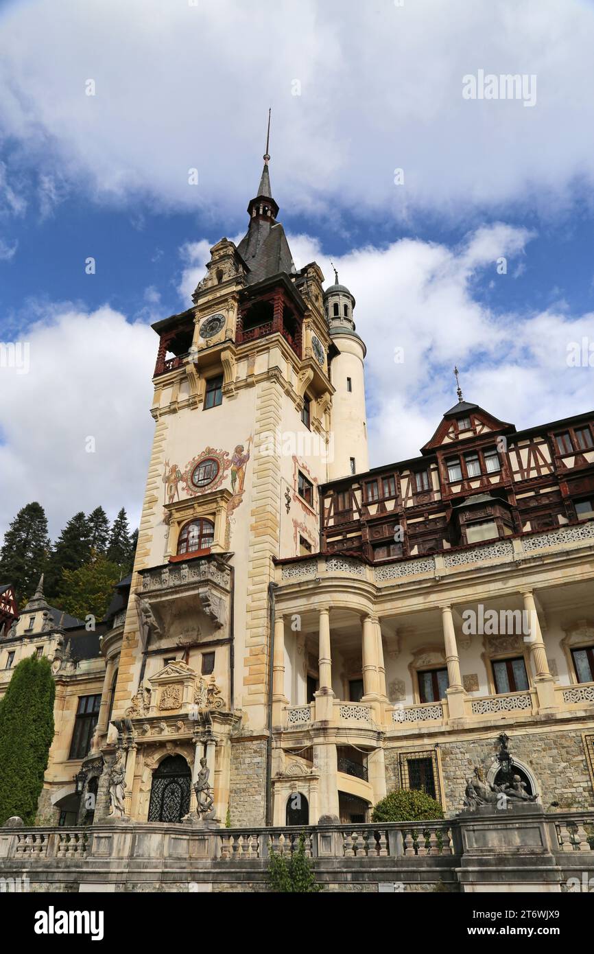 Schloss Peleş, Sinaia, Kreis Prahova, Rumänien, Europa Stockfoto