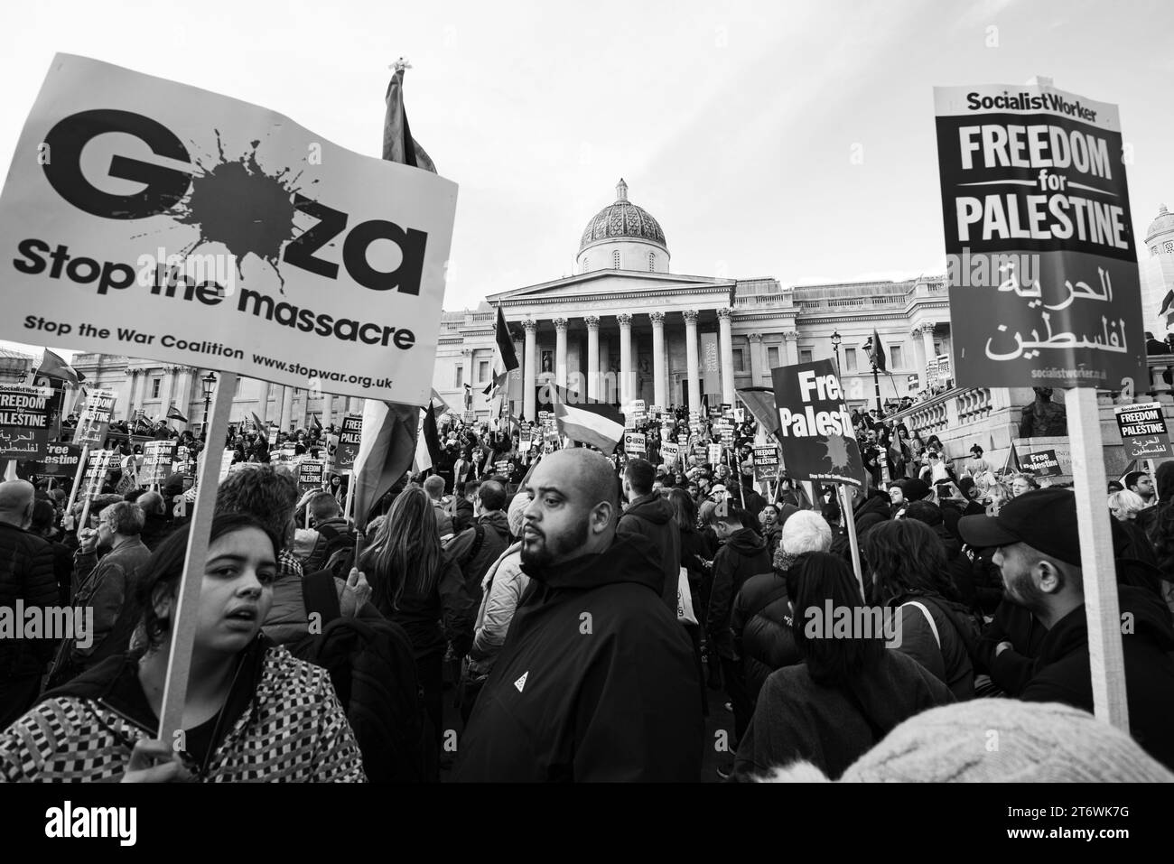 Palästinensische Proteste auf dem Trafalgar Square, London, England. Stockfoto