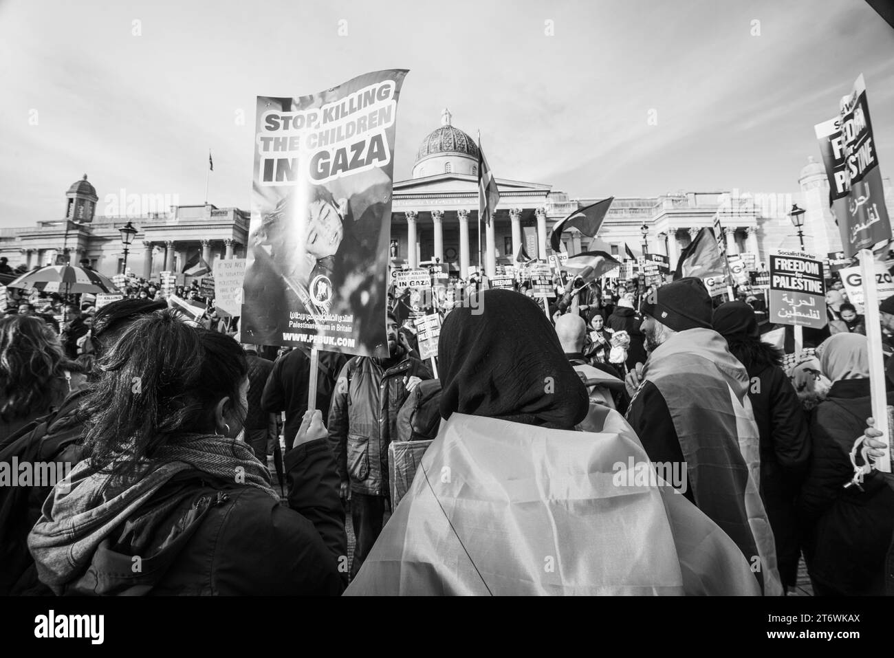 Palastinische Proteste am Trafalgar Square, London, England, Großbritannien. Stockfoto