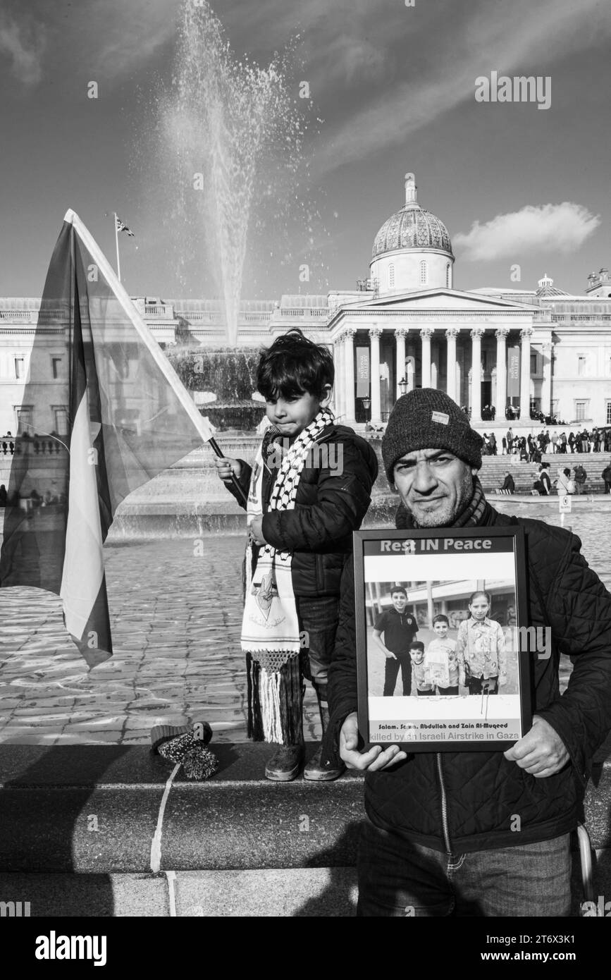 Palastinische Proteste am Trafalgar Square, London, England, Großbritannien. Stockfoto