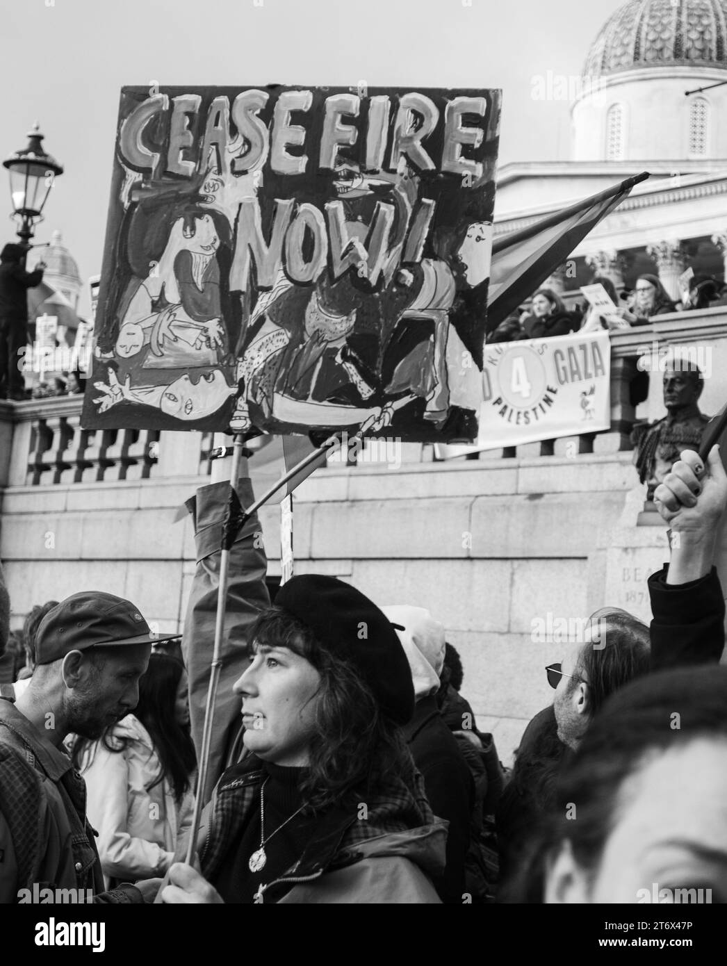 Palastinische Proteste am Trafalgar Square, London, England, Großbritannien. Stockfoto