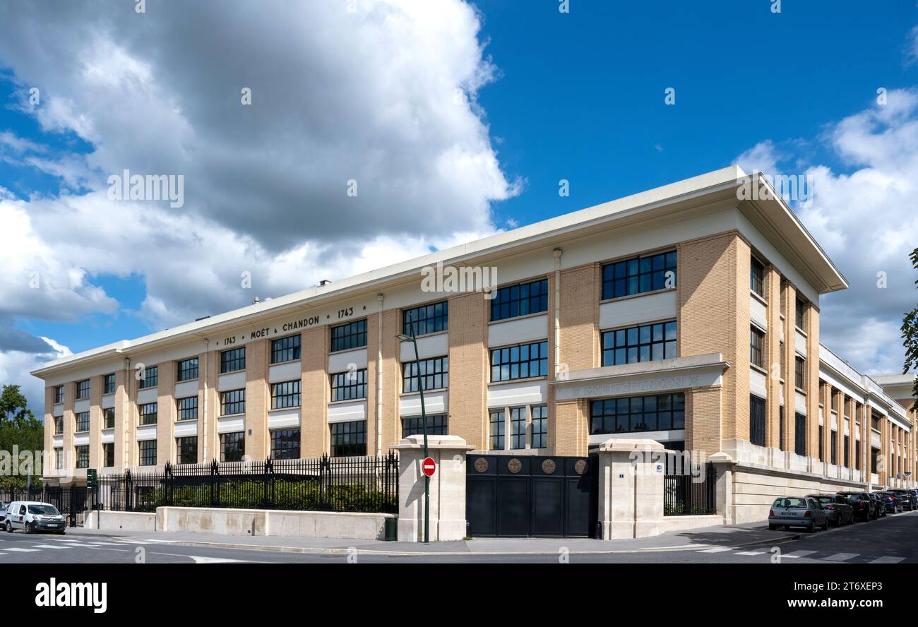 Der Hauptsitz von Moet & Chandon in Epernay, Marne, Frankreich. Stockfoto