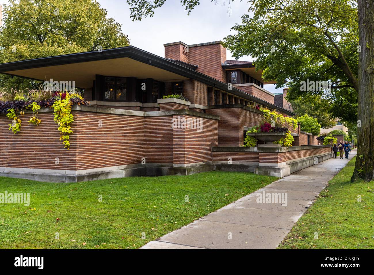 Frederick C. Robie House ist ein Haus im Prärie-Stil, das 1910 von Frank Lloyd Wright in der Nähe des Campus der Chicago University entworfen wurde. Chicago, Usa Stockfoto