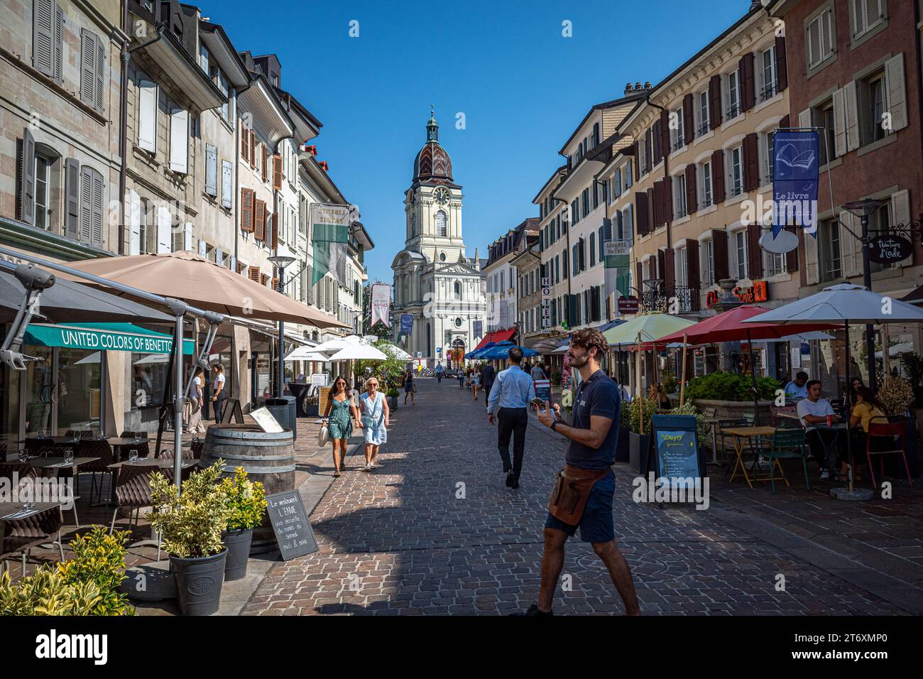 Morges Straßenszene Altstadt im schweizerischen Kanton Waadt Stockfoto