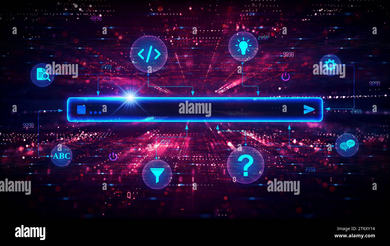 Prompt Engineering – der Prozess der Strukturierung von Phrasen, die von einem generativen KI-Modell interpretiert werden können – konzeptionelle Darstellung Stockfoto