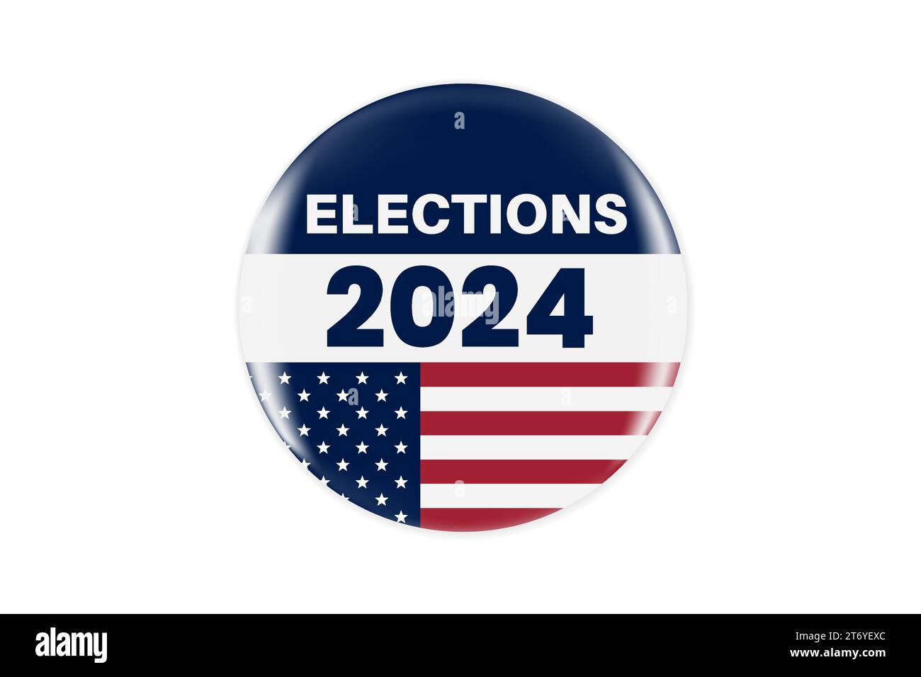 2024 Abzeichen oder Pin für die Präsidentschaftswahl. US, USA, amerikanische Wahl, Wahlzeichen. Stock Vektor