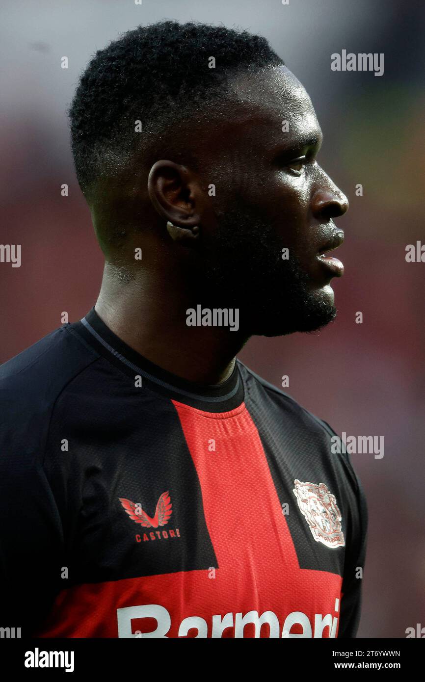 Leverkusen, Deutschland 1. Fussball-Bundesliga, 11. Spieltag, Spieltag 11 Bayer 04 Leverkusen : 1. FC Union Berlin 4-0 12. 11. 2023 in der Bay-Arena in Leverkusen Victor BONIFACE (LEV) Foto: Norbert Schmidt, Düsseldorf Stockfoto