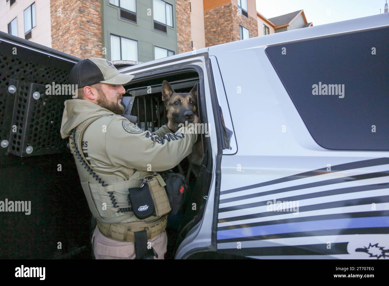 K-9 Polizeieinheit für Hunde in Gallup, New Mexico Stockfoto