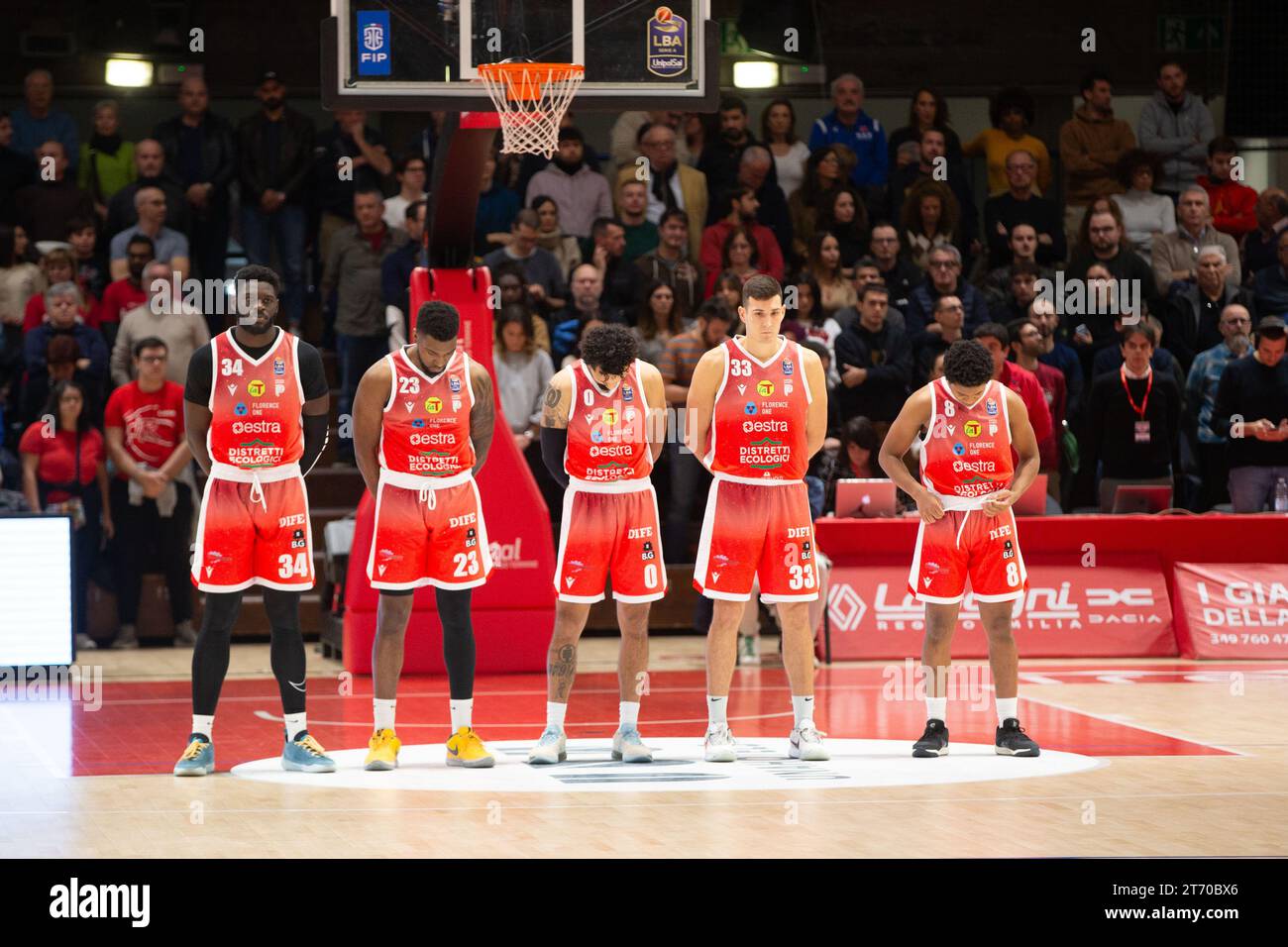 Estra Pistoia während des UNAHOTELS Reggio Emilia vs Estra Pistoia, italienisches Basketball Serie A Spiel in Reggio Emilia, Italien, 12. November 2023 Stockfoto