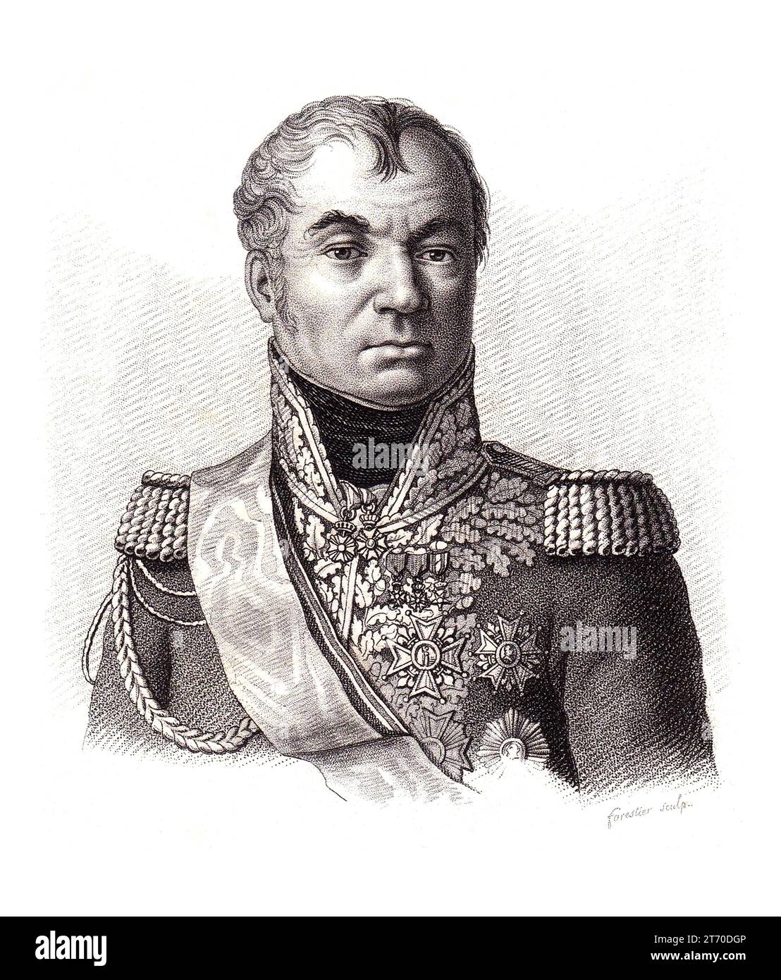 1850 CA , Paris , FRANKREICH : der französische General NICOLAS CHARLES VICTOR OUDINOT ( 1791 - 1863 ) Herzog von REGGIO , Soldat, Staatsmann und Diplomat . 1849 von Napoleon III. BONAPARTE , noch nicht Kaiser , zur Unterdrückung der Römischen Republik unter der Leitung von Giuseppe Mazzini geschickt . Stich von Forestier. - PORTRÄT - RITRATTO - GENERALE di FRANCIA - Duca - nobili - nobiltà francese - französischer Adel - SECONDO IMPERO - Repubblica Romana - BUONAPARTE - Bonapart - Prima guerra d'indipendenza italiana - ASSEDIO DI ROMA - RISORGIMENTO - GESCHICHTE - FOTO STORICHE - medaglie - ILLUSTRAZIONE - ILLUSTRATION - eng Stockfoto