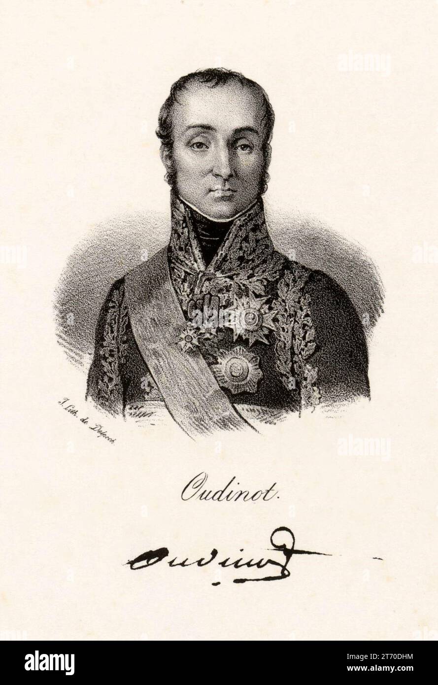 1840 CA , Paris , FRANKREICH : der französische General NICOLAS CHARLES VICTOR OUDINOT ( 1791 - 1863 ) Herzog von REGGIO , Soldat, Staatsmann und Diplomat . 1849 von Napoleon III. BONAPARTE , noch nicht Kaiser , zur Unterdrückung der Römischen Republik unter der Leitung von Giuseppe Mazzini geschickt . Stich von Delpech , Paris . - PORTRÄT - RITRATTO - GENERALE di FRANCIA - Duca - nobili - nobiltà francese - französischer Adel - SECONDO IMPERO - Repubblica Romana - BUONAPARTE - Bonapart - Prima guerra d'indipendenza italiana - ASSEDIO DI ROMA - RISORGIMENTO - GESCHICHTE - FOTO STORICHE - medaglie - ILLUSTRAZIONE - ILLUSTRATION Stockfoto