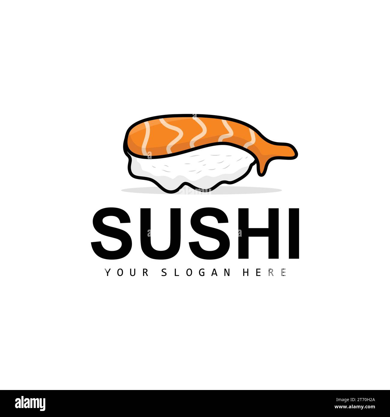 Sushi Logo, Japanisches Essen Sushi Meeresfrüchte Vektor, Japanische Küche Produktmarkendesign, Vorlage Symbol Stock Vektor