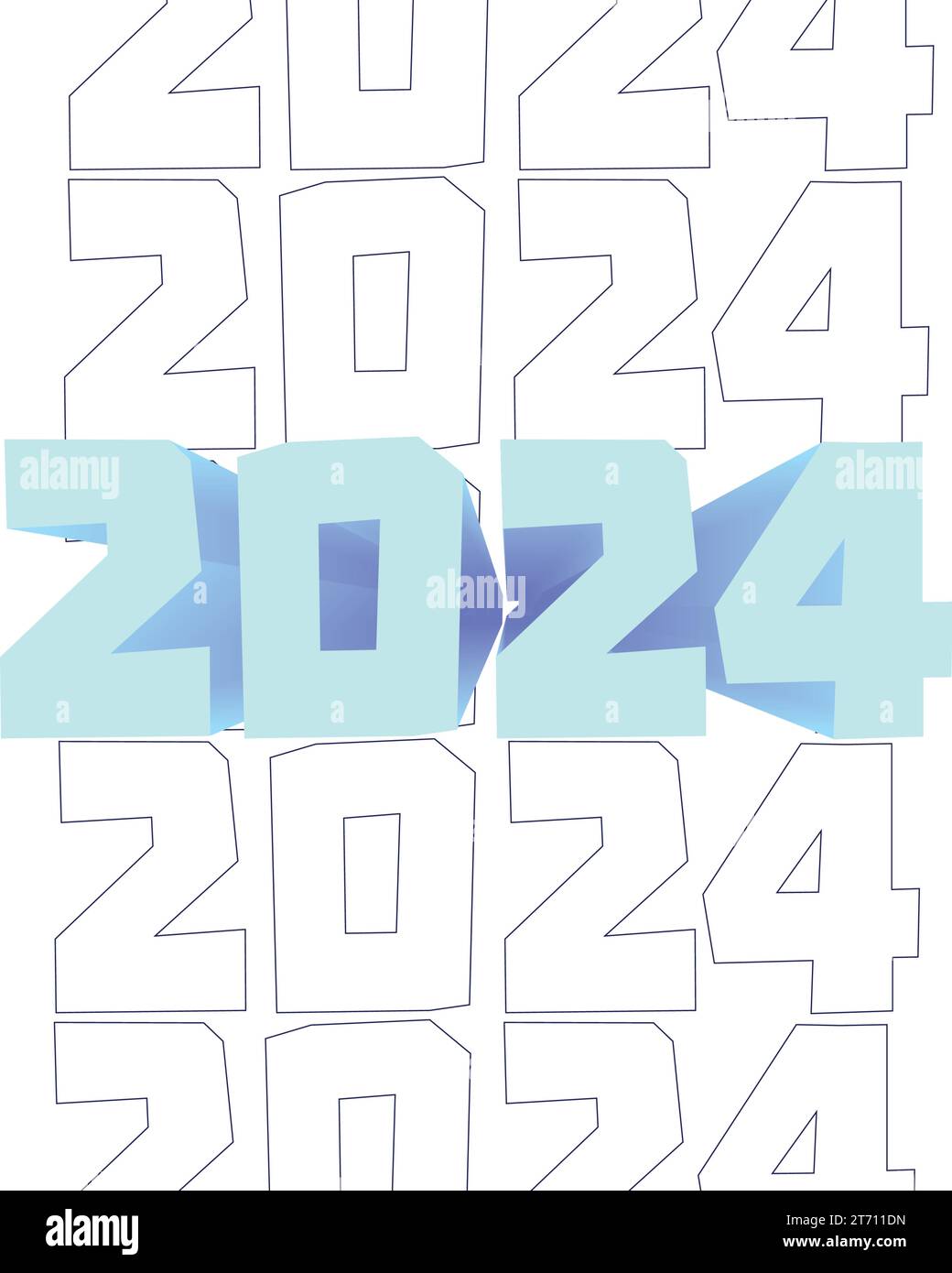 2024 Blauer Typografischer Vektor Stock Vektor