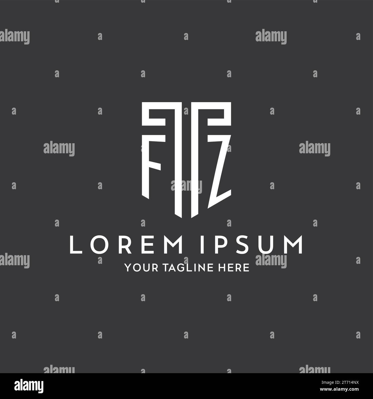 FZ Monogramm Anfangsname mit Schildform Symbol Design Vektorgrafik Stock Vektor