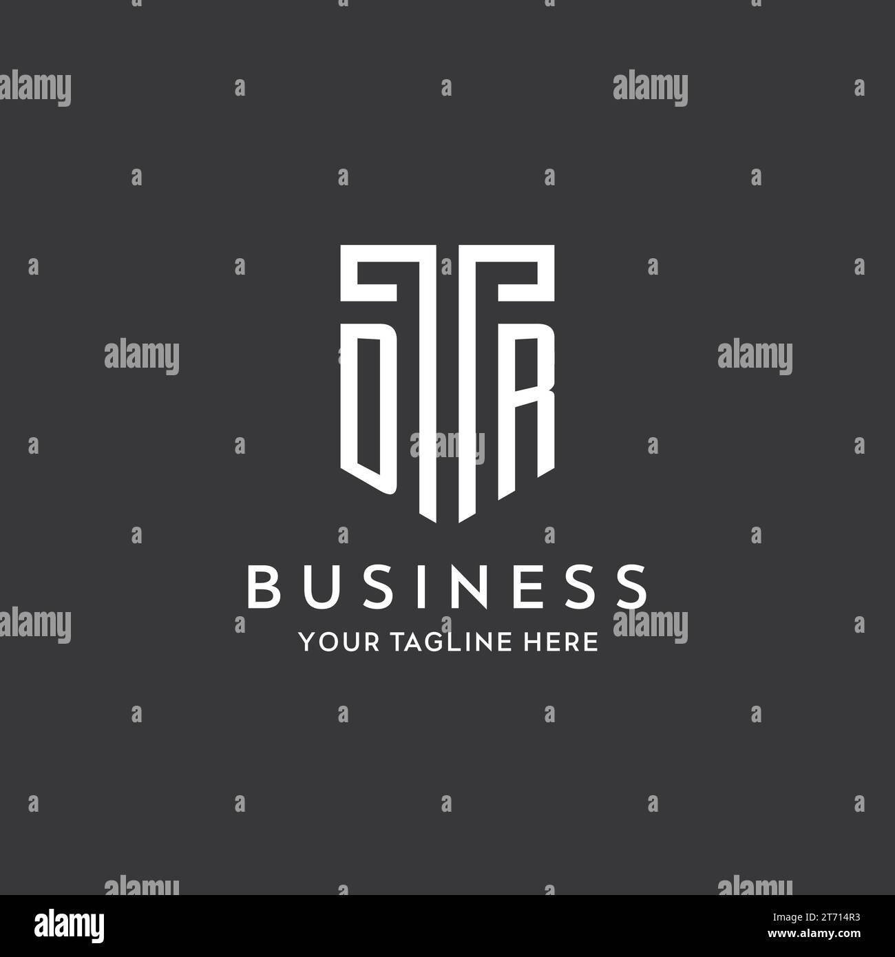 DR Monogramm Anfangsname mit Schildform Symbol Design Vektorgrafik Stock Vektor