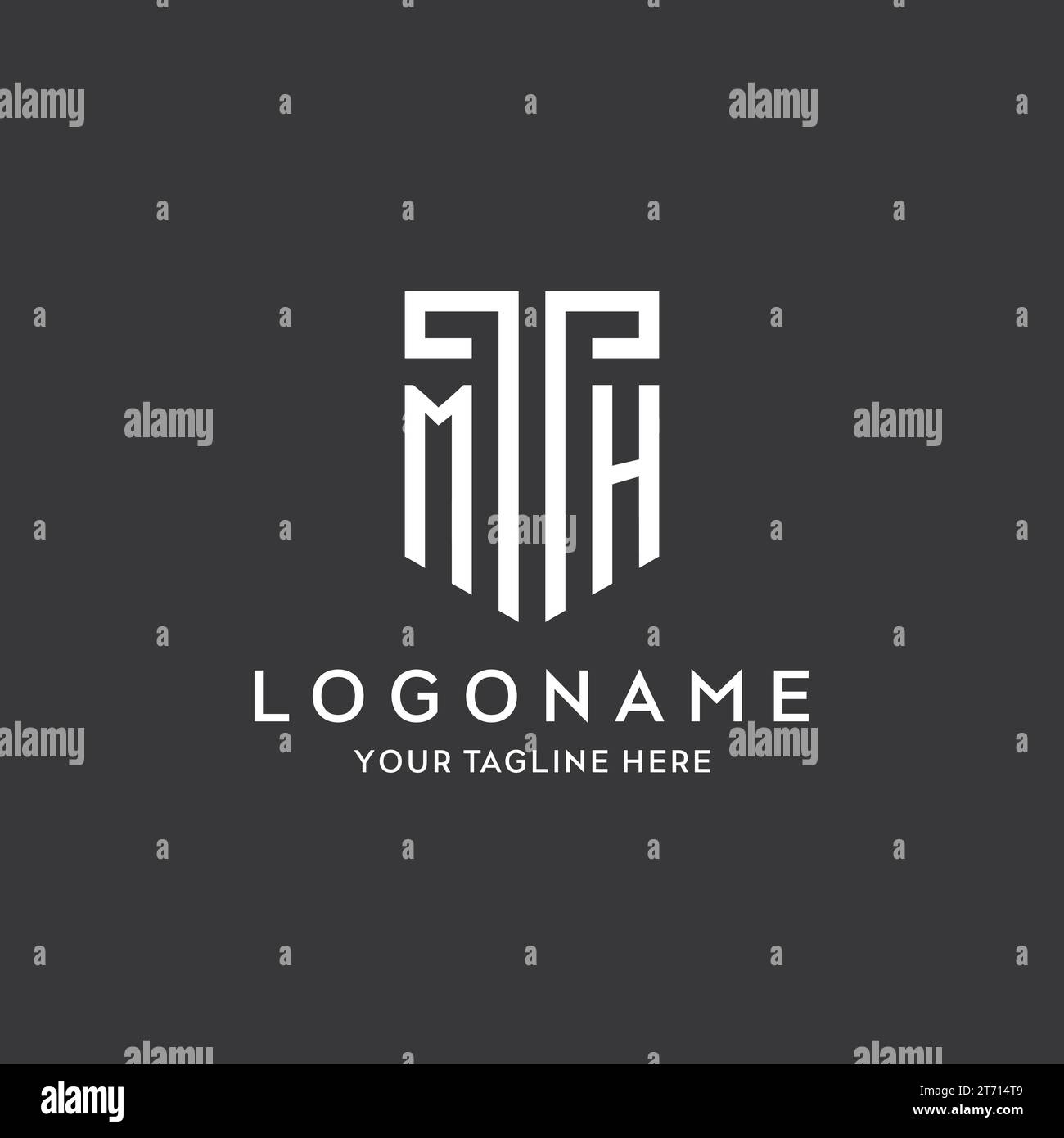 Ursprünglicher Name des MH-Monogramms mit Schildform-Symbol-Design-Vektorgrafik Stock Vektor