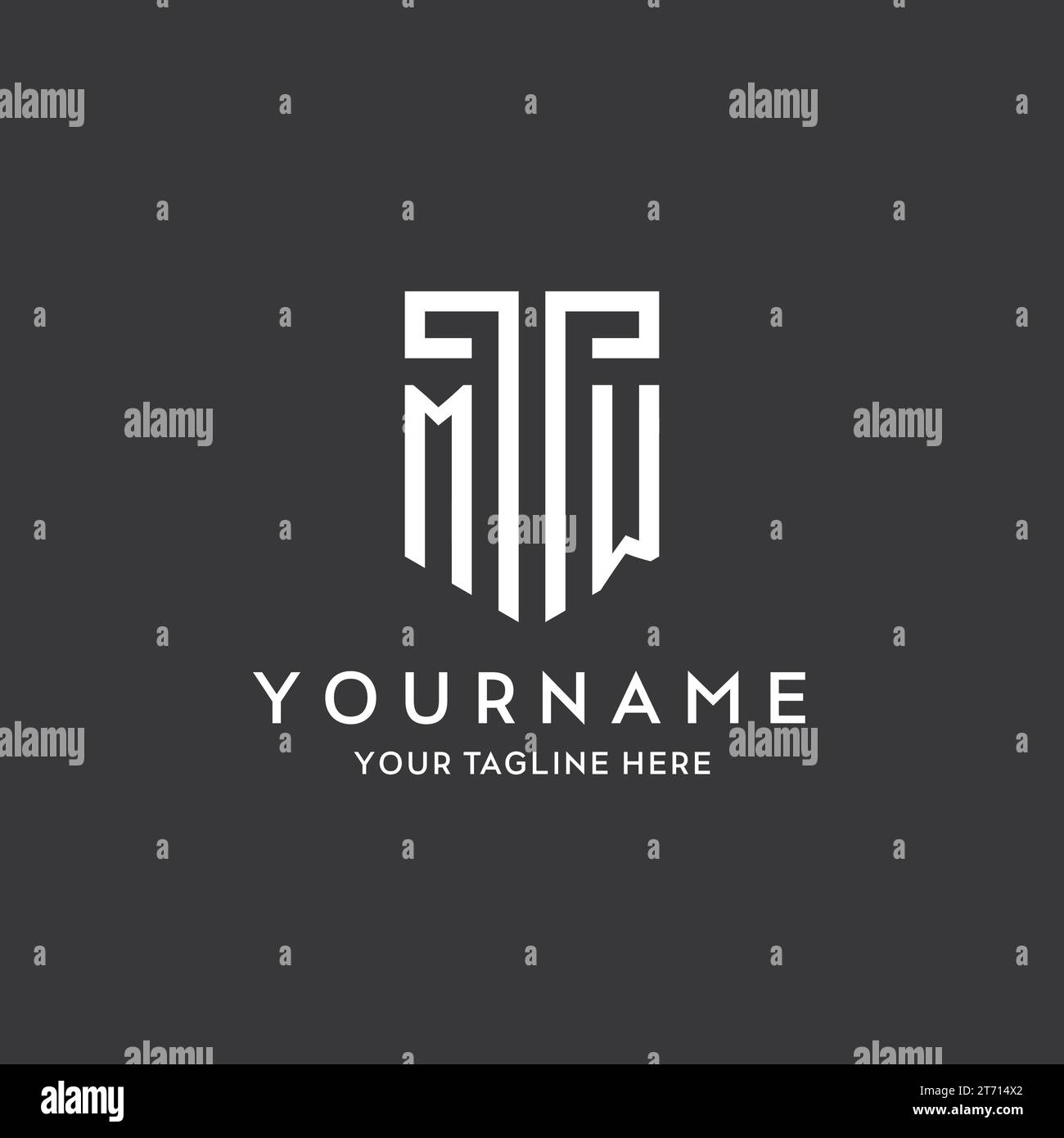 MW-Monogramm-Anfangsname mit Schildform-Symbol-Design-Vektorgrafik Stock Vektor