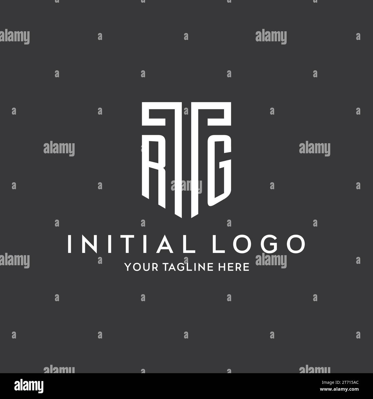 RG Monogramm Anfangsname mit Schildform Symbol Design Vektorgrafik Stock Vektor