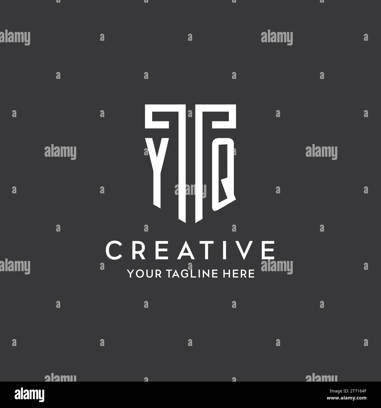 YQ Monogramm Anfangsname mit Schildform Symbol Design Vektorgrafik Stock Vektor