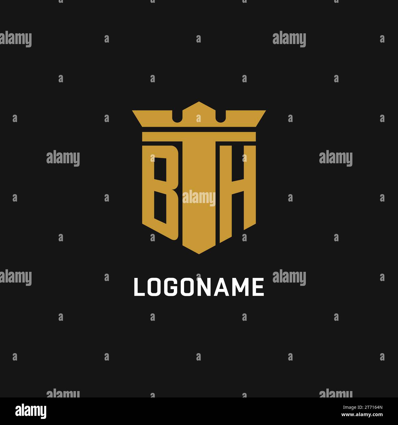 BH-Anfangslogo mit Design-Ideen für Schild und Krone Stock Vektor