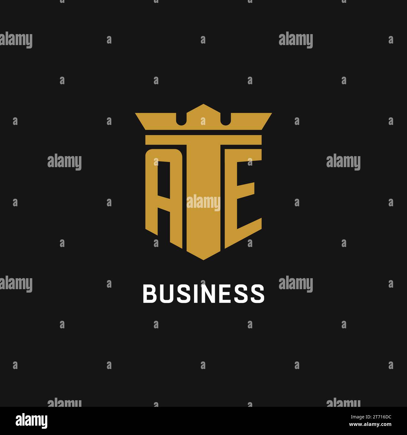 AE Initial Logo mit Design-Ideen für Schild und Krone Stock Vektor