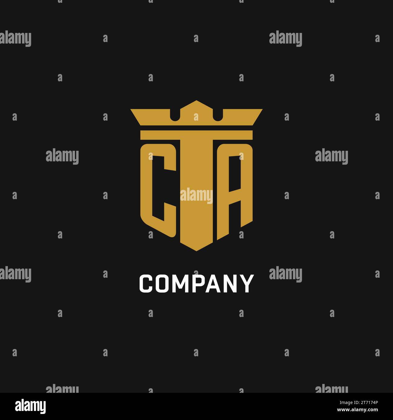 CA Initial Logo mit Design-Ideen für Schild und Krone Stock Vektor