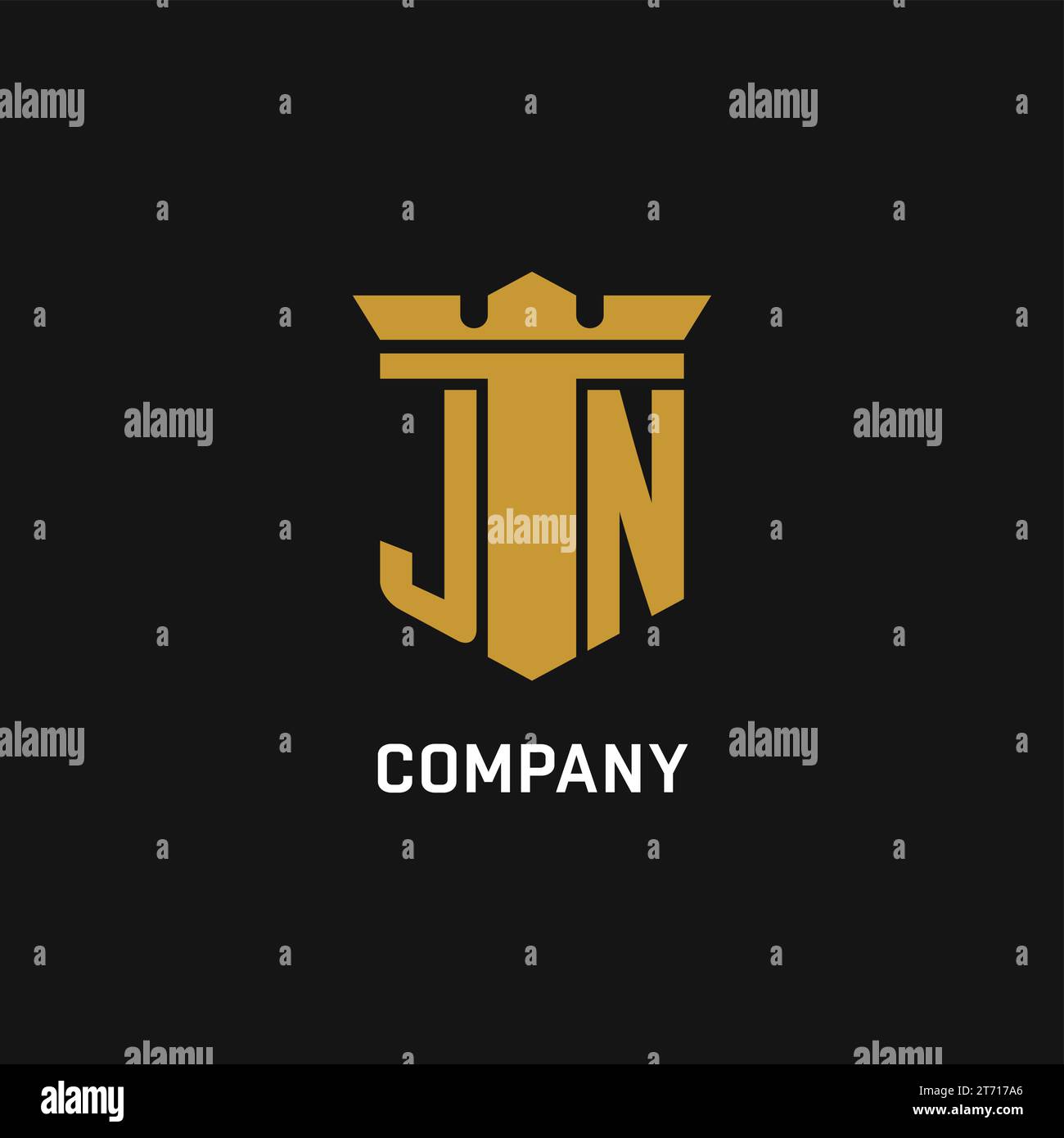 JN Initial Logo mit Design-Ideen für Schild und Krone Stock Vektor