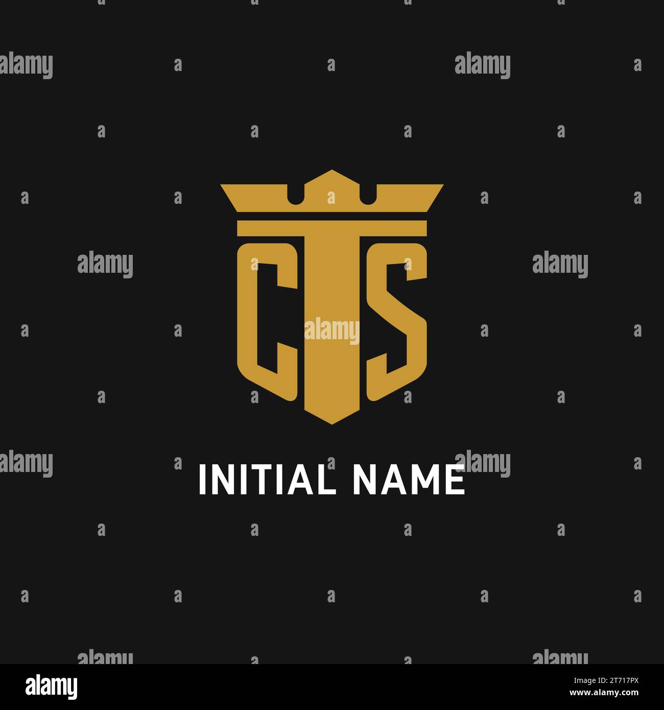 CS Initial-Logo mit Design-Ideen für Schild und Krone Stock Vektor