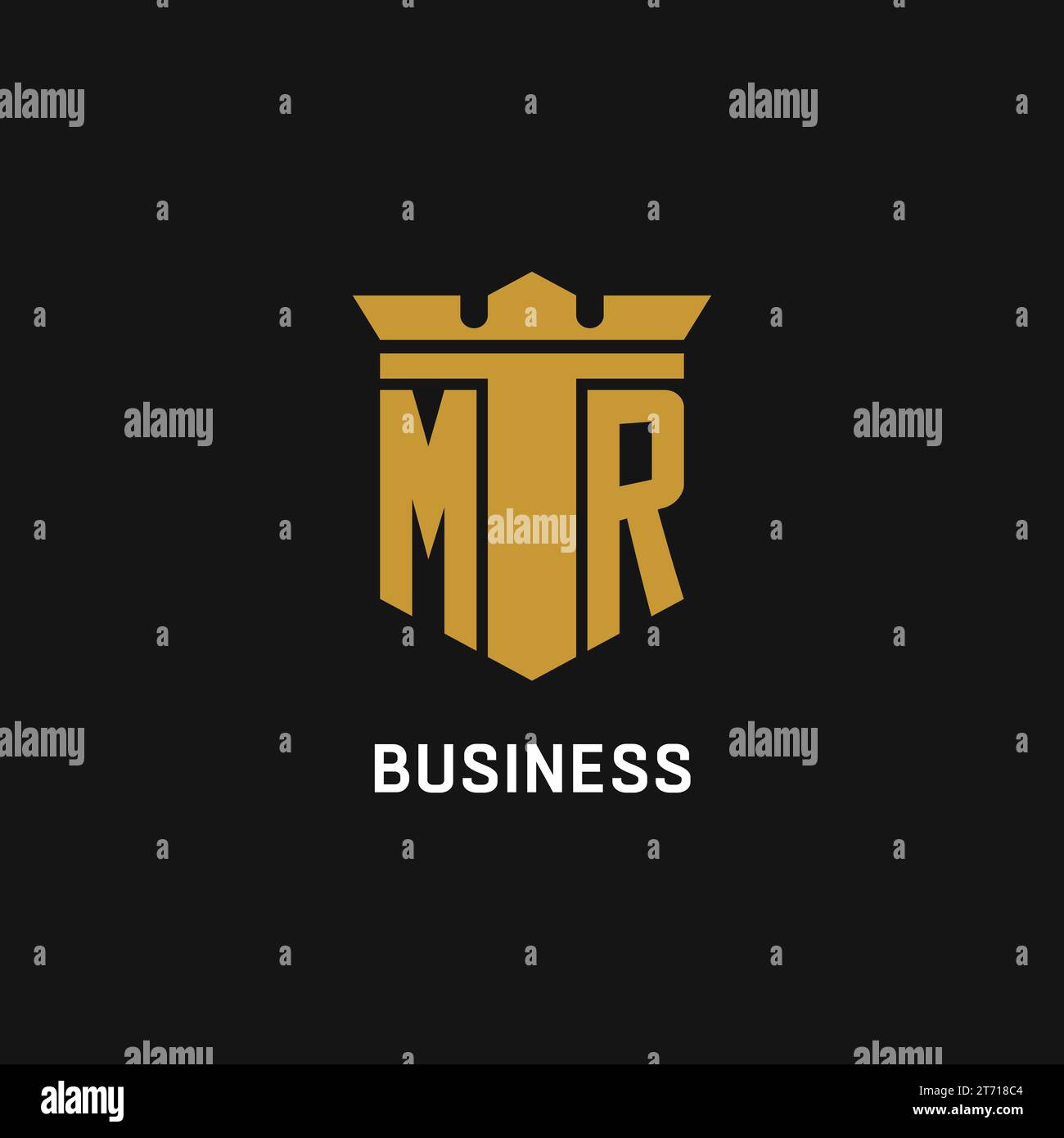 MR-Initial-Logo mit Design-Ideen für Schild und Krone Stock Vektor