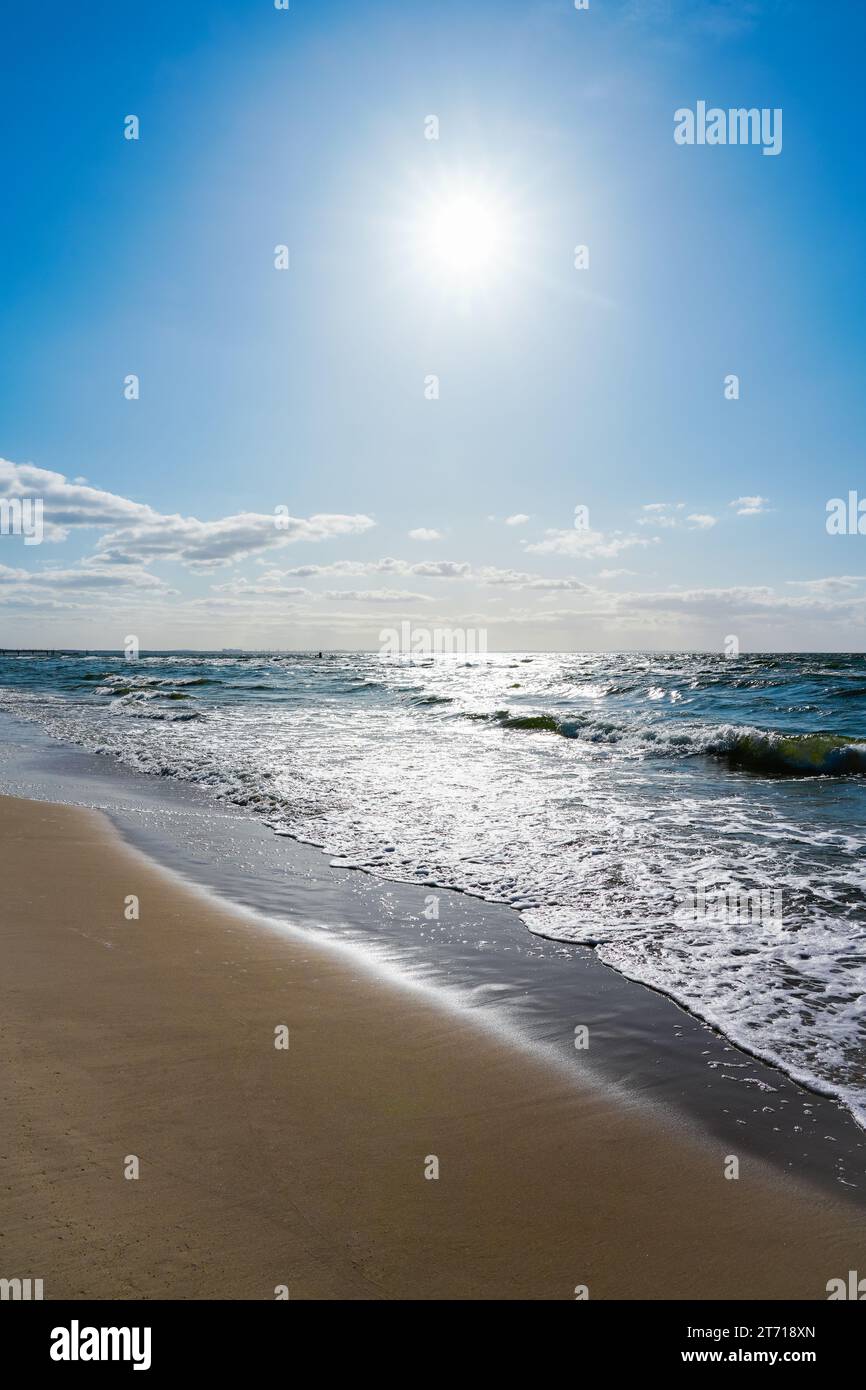 Ostseestrand in der Nähe von Misdroy. Badeort an der polnischen Küste. Landschaft am Strand. Stockfoto
