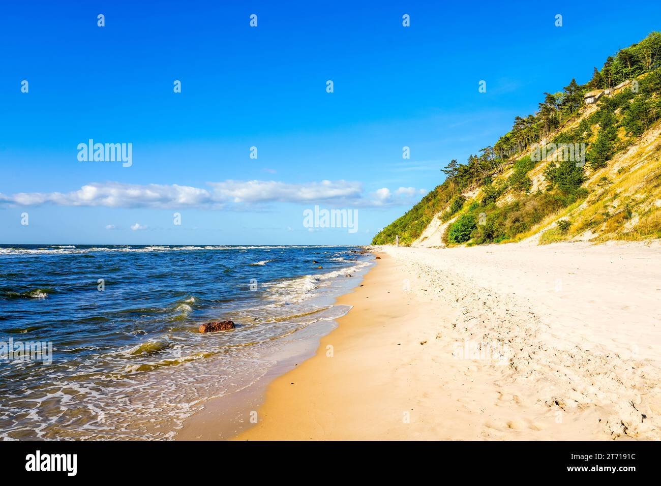 Ostseestrand in der Nähe von Misdroy. Badeort an der polnischen Küste. Landschaft am Strand. Stockfoto