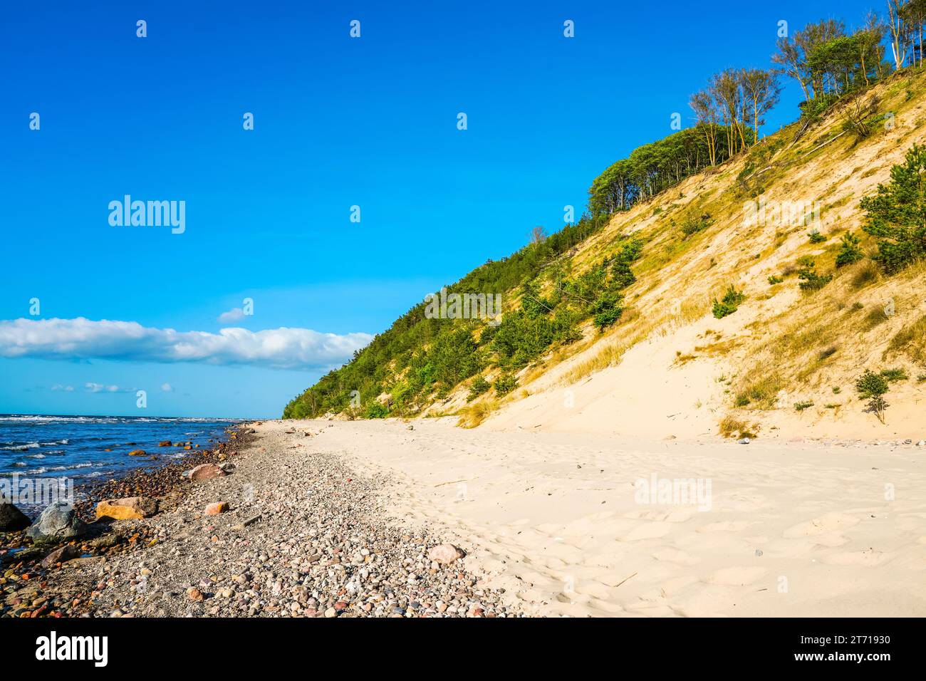 Ostseestrand in der Nähe von Misdroy. Badeort an der polnischen Küste. Landschaft am Strand. Stockfoto