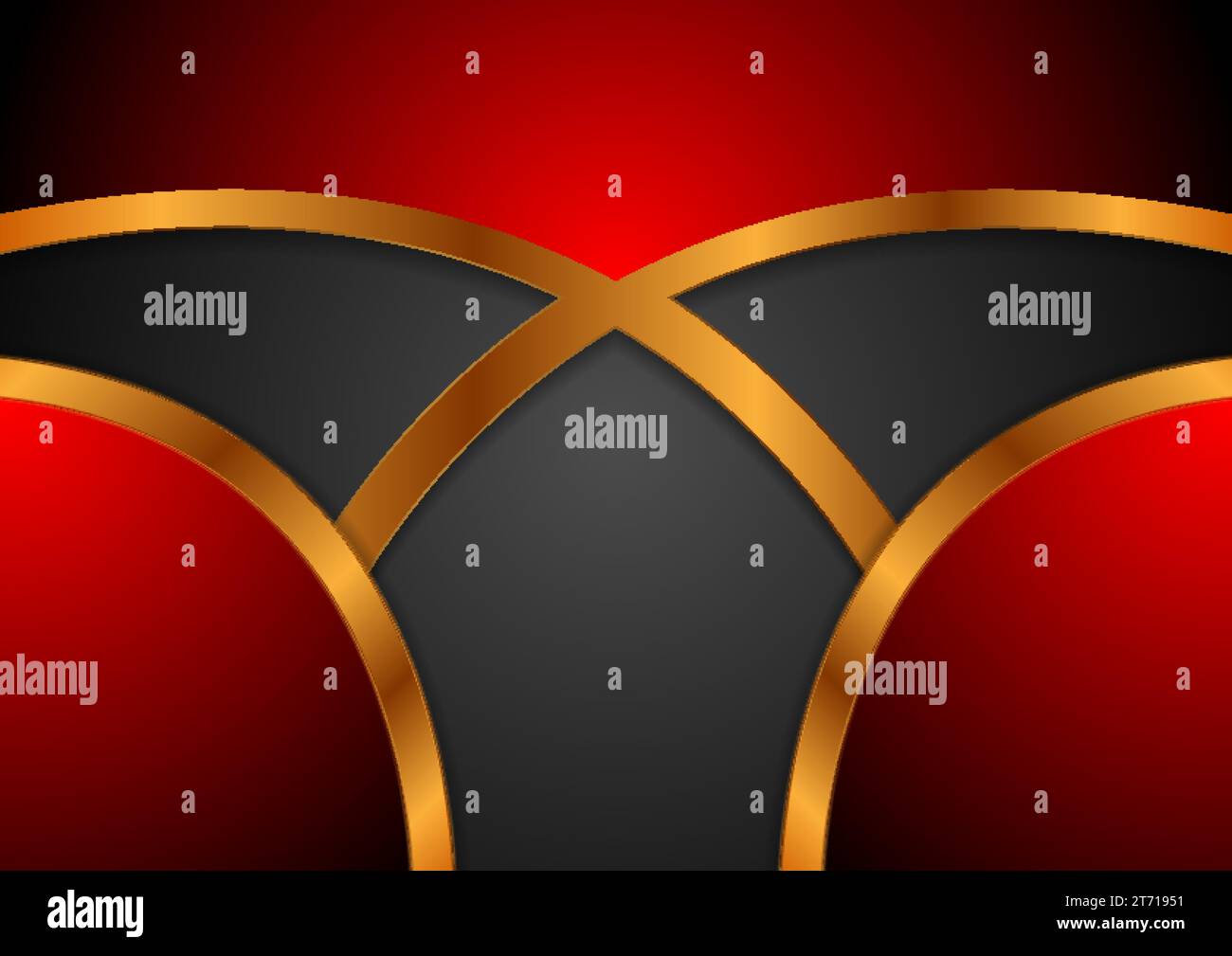 Schwarzer und roter abstrakter Tech-Unternehmenshintergrund mit Bronzestreifen. Vektordesign Stock Vektor