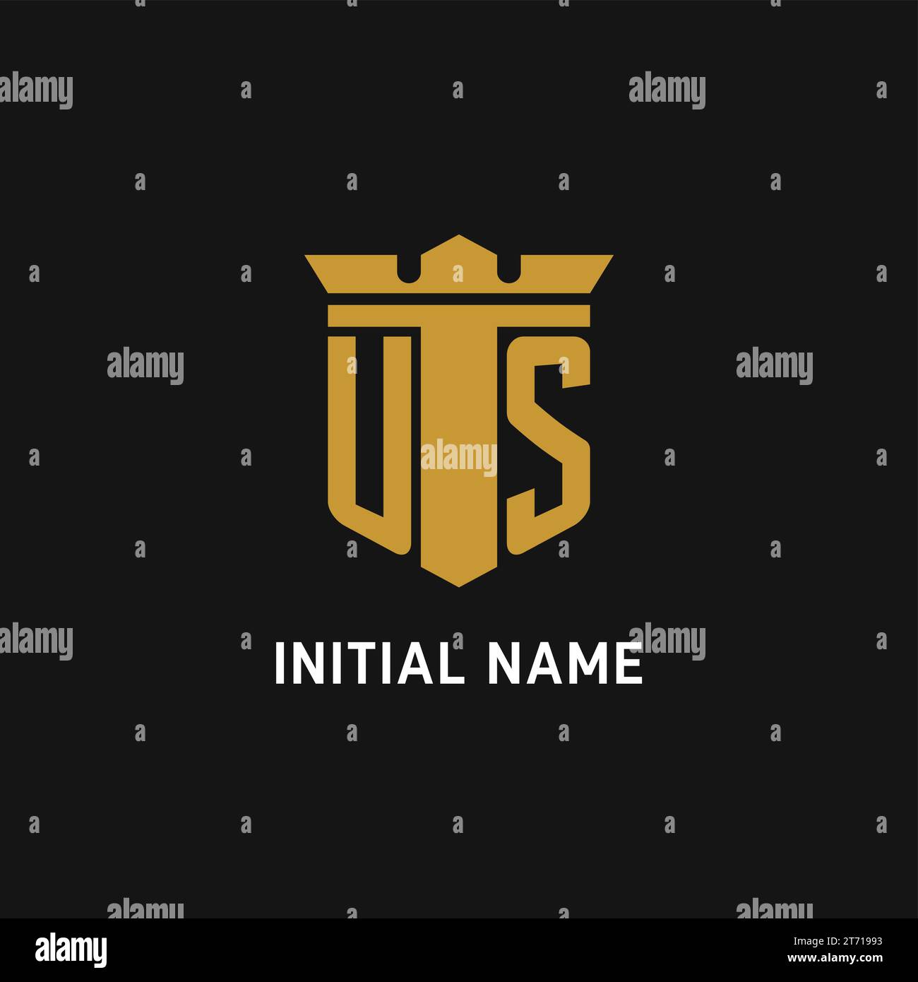 Erstes US-Logo mit Design-Ideen für Schild und Krone Stock Vektor