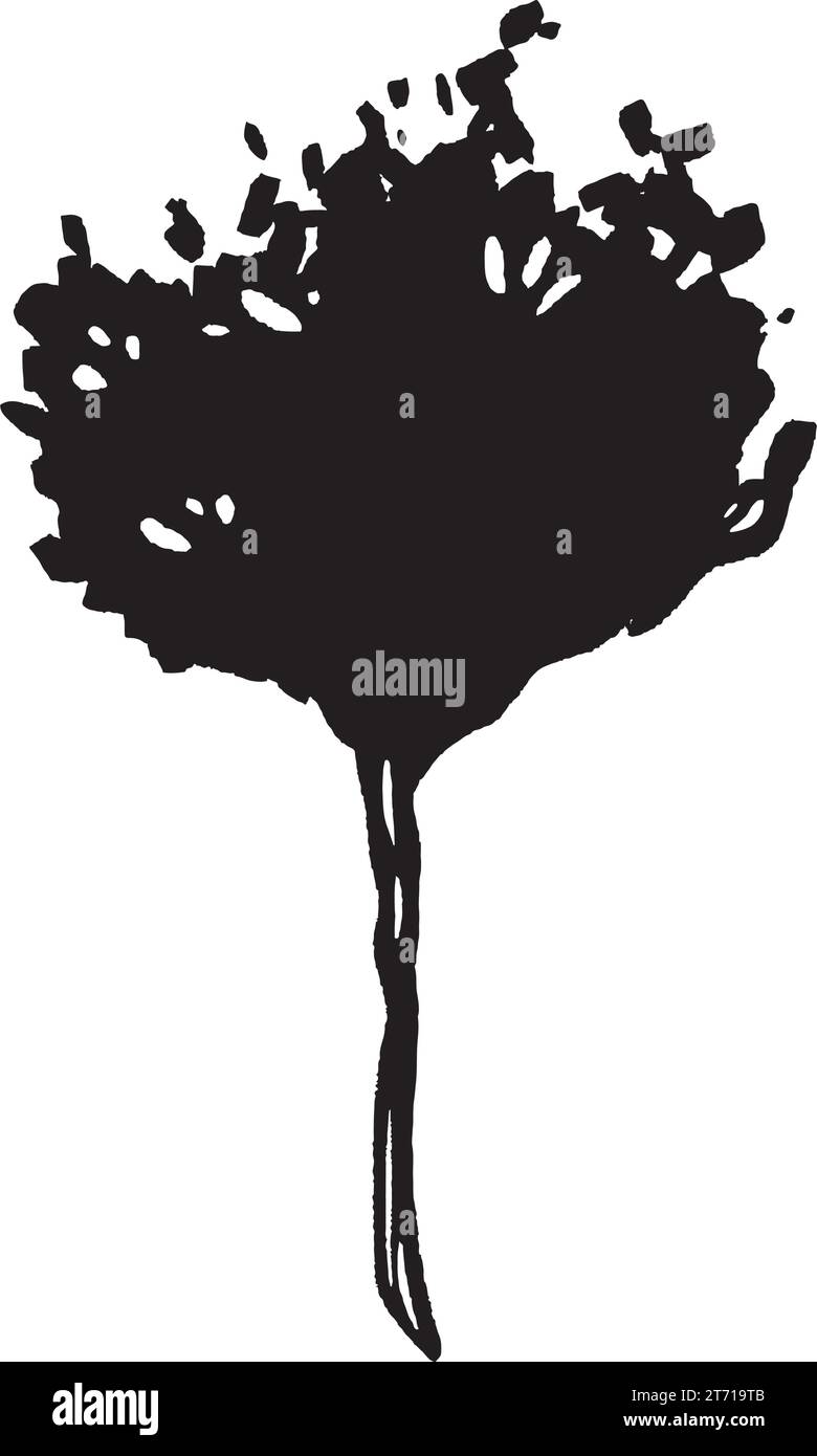 Handgezeichneter Tintenvektor. Skizze eines Mandarinenbaums. Logo-Konzept. Darstellung einer italienischen Flora. Ein Garten- und urbanes Element. Architektonische Außenansicht Stock Vektor