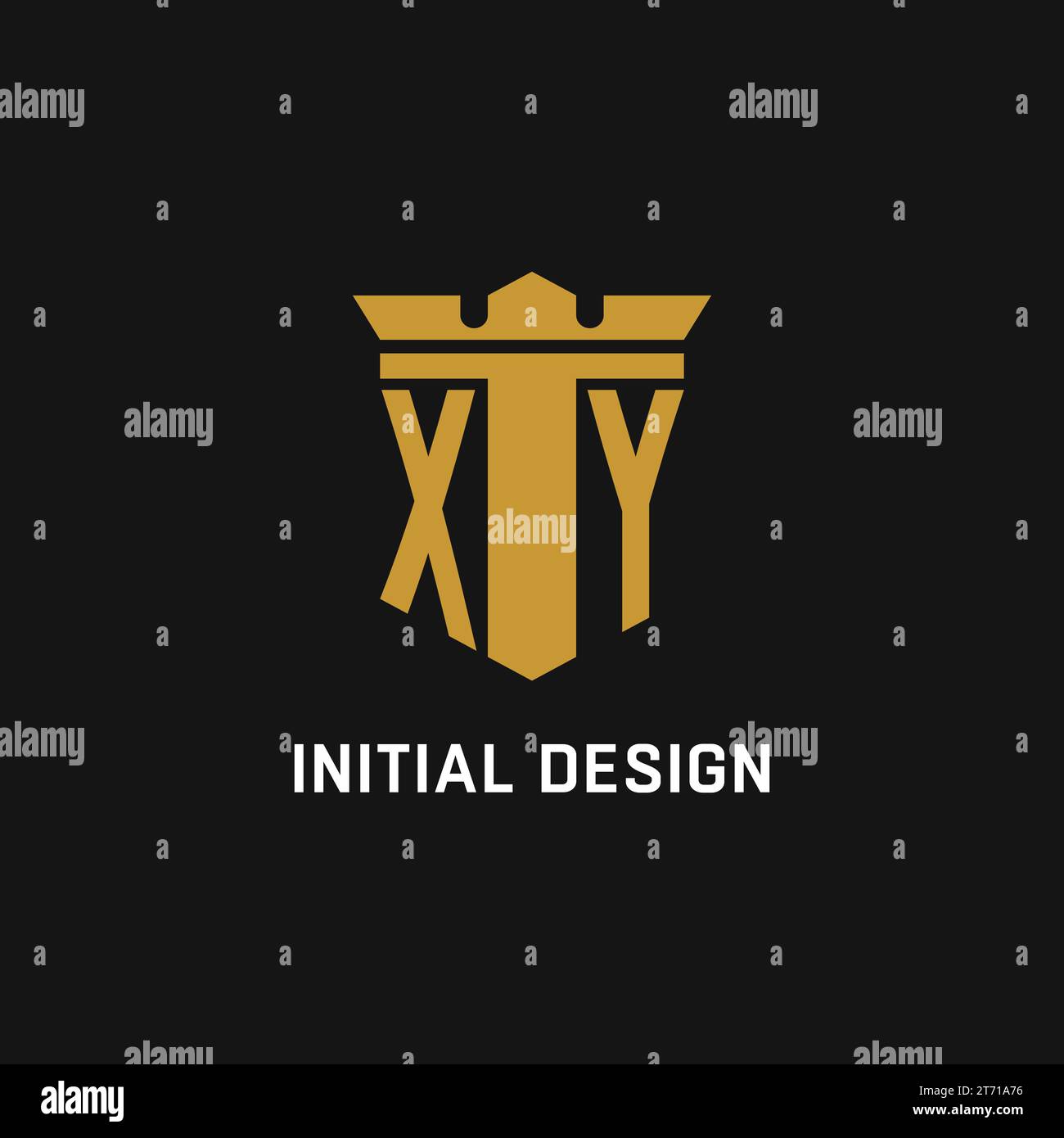 XY Initial Logo mit Design-Ideen für Schild und Krone Stock Vektor