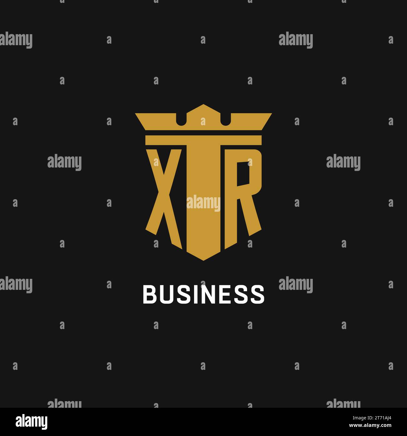 XR-Initiallogo mit Design-Ideen für Schild und Krone Stock Vektor