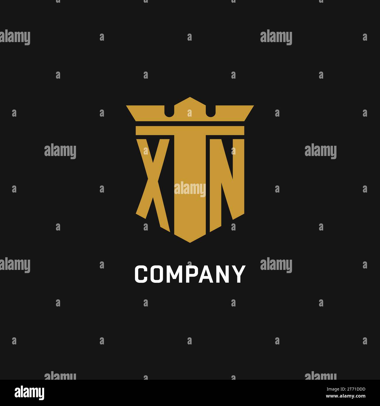 XN Initial-Logo mit Design-Ideen für Schild und Krone Stock Vektor
