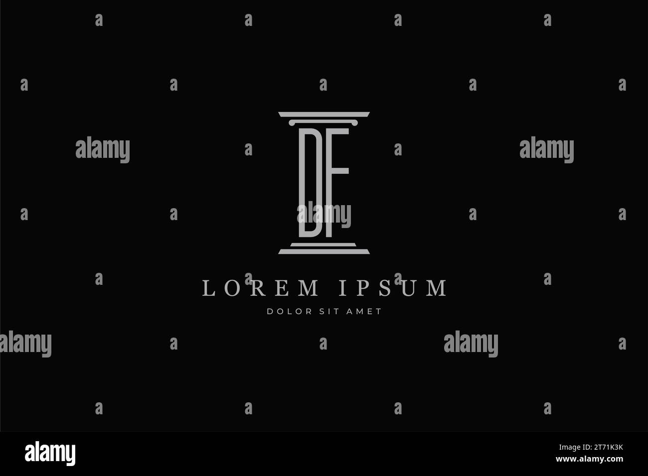 Symbol Symbol Säule Buchstabe DF . Ideal für Rechtsabteilung, Anwalt, Anwaltskanzlei, Identität Stock Vektor