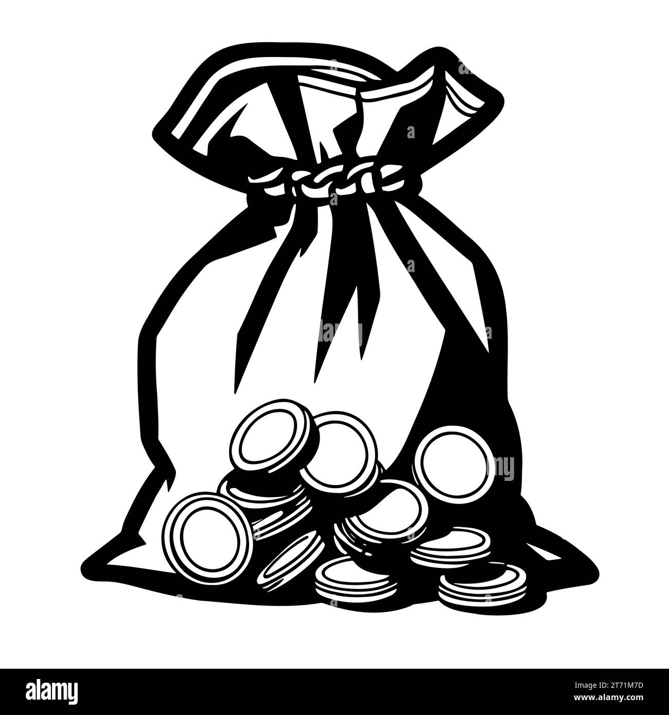 Skizzieren Sie Geld in der Tasche Münzen Dollar Münzen, isoliert auf weißem Hintergrund Hand gezeichnet Stock Vektor
