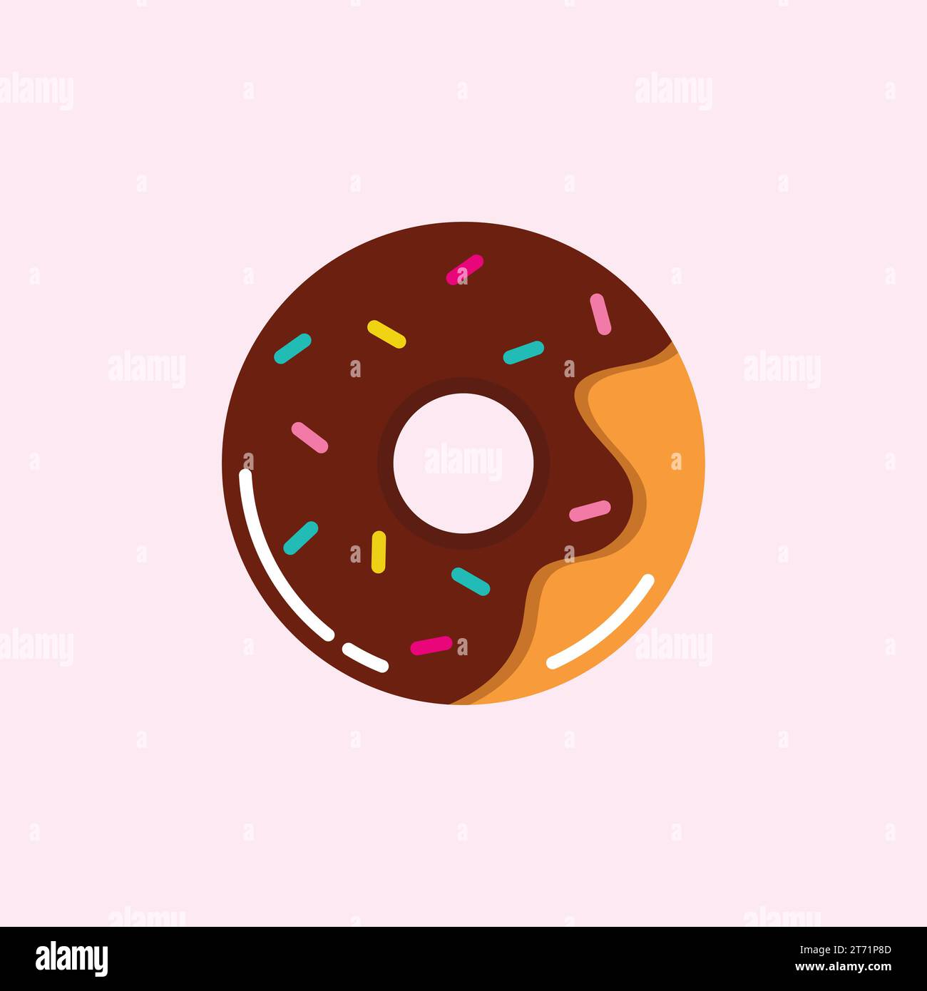 Süße Schokolade Donut Vektor Illustration. Amerikanisches traditionelles Essen Stock Vektor